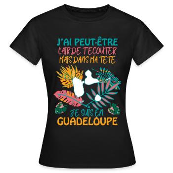 Guadeloupe Merveille Du Monde Cadeau Cool - T-shirt Femme - noir - Devant - AI Model Female 172 dark (172cm)