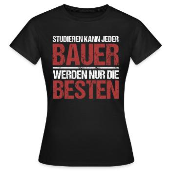 Tout le monde peut étudier ; Les agriculteurs sont les meilleurs - T-shirt Femme - noir - Devant - AI Model Female 172 dark (172cm)