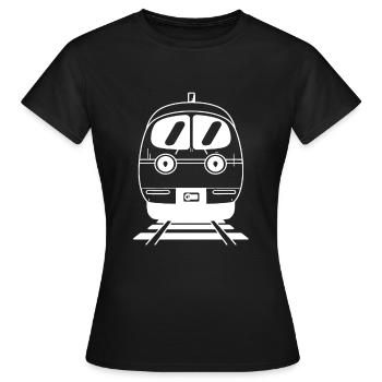 Eisenbahn Karikatur - Frauen T-Shirt - Schwarz - Vorne - AI Model Female 172 dark (172cm)