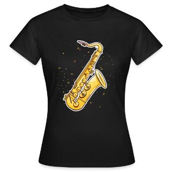 Saxophon Grafik - Frauen T-Shirt - Schwarz - Vorne - AI Model Female 172 dark (172cm)