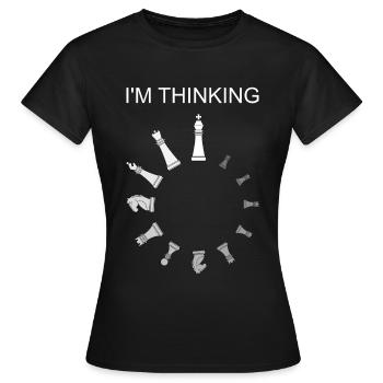Je pense, pièces d’échecs - T-shirt Femme - noir - Devant - AI Model Female 172 dark (172cm)