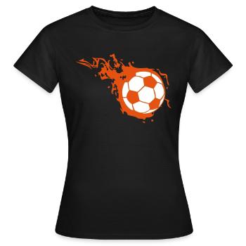 Fußball Flamme Feuerball 302 - Frauen T-Shirt - Schwarz - Vorne - AI Model Female 172 dark (172cm)