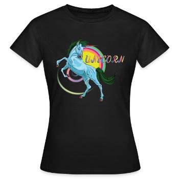 Licorne bleue, légendaire animal mythique - T-shirt Femme - noir - Devant - AI Model Female 172 dark (172cm)