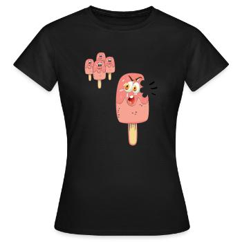 It's not funny to eat tea. Funny ice cream. - Women's T-Shirt - black - Front - AI Model Female 172 dark (172cm)