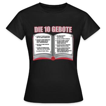 Die 10 Gebote der Bibel christlich und göttlich - Frauen T-Shirt - Schwarz - Vorne - AI Model Female 172 dark (172cm)