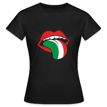 Langue de la bouche drapeau italien cadeau Italie - T-shirt Femme - noir - Devant - AI Model Female 172 dark (172cm)