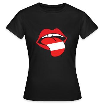 Bouche langue drapeau autriche cadeau rock'n'roll - T-shirt Femme - noir - Devant - AI Model Female 172 dark (172cm)