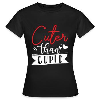 Cuter Than Cupid - Valentinstag - Frauen T-Shirt - Schwarz - Vorne - AI Model Female 172 dark (172cm)