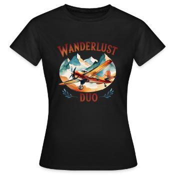 Avion rétro – Wanderlust Duo - T-shirt Femme - noir - Devant - AI Model Female 172 dark (172cm)