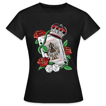 Ace of Spades T-shirt de jeu de poker Texas Holdem - T-shirt Femme - noir - Devant - AI Model Female 172 dark (172cm)