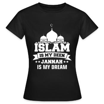 L’islam est mon deen jannah est mon rêve musulman islamique - T-shirt Femme - noir - Devant - AI Model Female 172 dark (172cm)