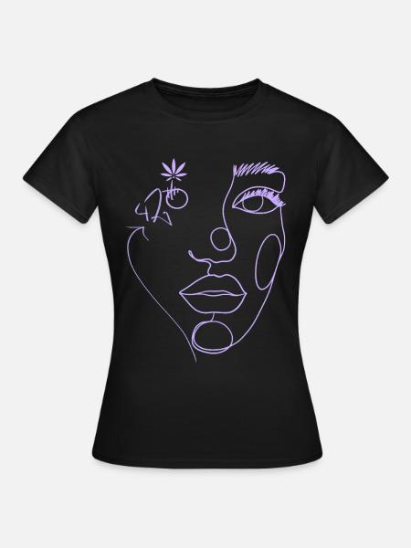 FACEFLY ONE LINE ART - Frauen T-Shirt - Schwarz