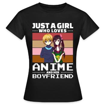 Just a Girl who loves Animes and her Boyfriend - Women's T-Shirt - black - Front - AI Model Female 172 dark (172cm)