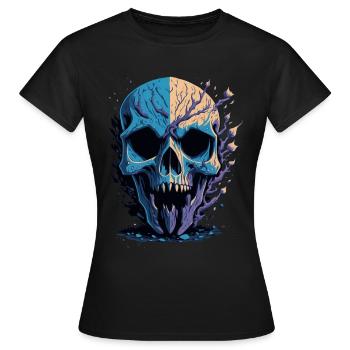 Crâne mort avec une fente au menton - T-shirt Femme - noir - Devant - AI Model Female 172 dark (172cm)