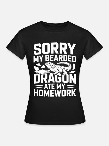 Mój brodaty smok zjadł moją pracę domową! Miłośnik - Dame-T-shirt - sort
