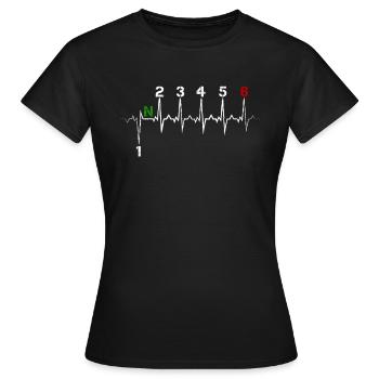 Changement de vitesse moto 1N23456 pulsation cardiaque ECG impulsion - T-shirt Femme - noir - Devant - AI Model Female 172 dark (172cm)