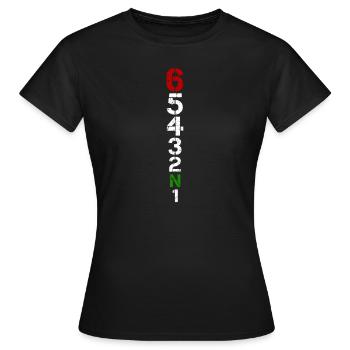 Changement de vitesse moto 1N23456 pulsation cardiaque ECG impulsion - T-shirt Femme - noir - Devant - AI Model Female 172 dark (172cm)