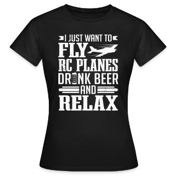 Luftfahrt Model Fly RC Flugzeuge Trinken Bier RC Flugzeug - Frauen T-Shirt - Schwarz - Vorne - AI Model Female 172 dark (172cm)