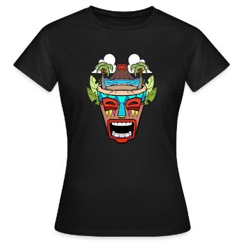 Tiki Head Tiki Hawaï Hawaï Luau - T-shirt Femme - noir - Devant - AI Model Female 172 dark (172cm)