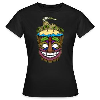 Tiki Head Tiki Hawaï Hawaï Luau - T-shirt Femme - noir - Devant - AI Model Female 172 dark (172cm)