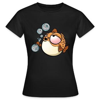 Unkraut rauchender Kugelfisch - Frauen T-Shirt - Schwarz - Vorne - AI Model Female 172 dark (172cm)