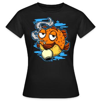 Unkraut rauchender Kugelfisch - Frauen T-Shirt - Schwarz - Vorne - AI Model Female 172 dark (172cm)