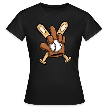 Joueur de baseball Gant de baseball Majeur - T-shirt Femme - noir - Devant - AI Model Female 172 dark (172cm)
