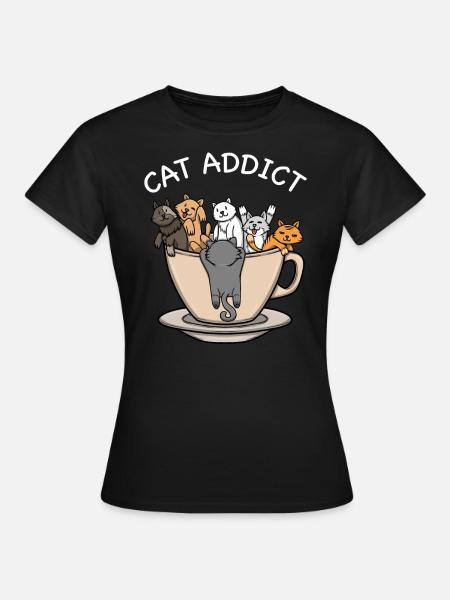 Cat Addict Taza Cat Lovers Cats Bebedor de café - Dame-T-shirt - sort