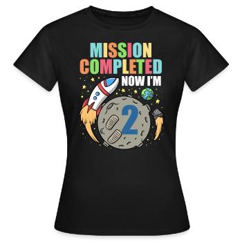 Space Birthday 2 Astronaut Planeten Raketenschiff - Frauen T-Shirt - Schwarz - Vorne - AI Model Female 172 dark (172cm)