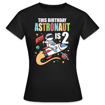 Space Birthday 2 Astronaut Planeten Raketenschiff - Frauen T-Shirt - Schwarz - Vorne - AI Model Female 172 dark (172cm)