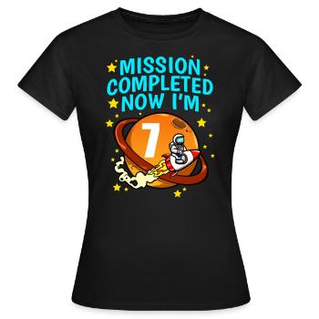 Space Birthday 7 Astronaut Planeten Raketenschiff - Frauen T-Shirt - Schwarz - Vorne - AI Model Female 172 dark (172cm)