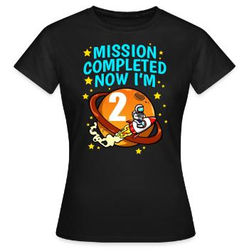 Space Birthday 2 Astronaut Planeten Raketenschiff - Frauen T-Shirt - Schwarz - Vorne - AI Model Female 172 dark (172cm)