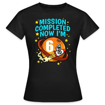 Space Birthday 6 Astronaut Planeten Raketenschiff - Frauen T-Shirt - Schwarz - Vorne - AI Model Female 172 dark (172cm)
