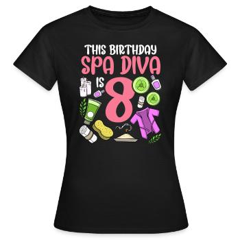 Spa-Geburtstag für Mädchen 8. Spa-Geburtstagsfeier - Frauen T-Shirt - Schwarz - Vorne - AI Model Female 172 dark (172cm)