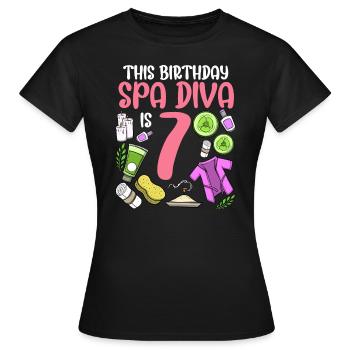 Spa-Geburtstag für Mädchen 7. Spa-Geburtstagsfeier - Frauen T-Shirt - Schwarz - Vorne - AI Model Female 172 dark (172cm)