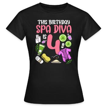 Spa-Geburtstag für Mädchen 4. Spa-Geburtstagsfeier - Frauen T-Shirt - Schwarz - Vorne - AI Model Female 172 dark (172cm)