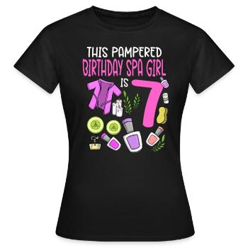 Spa-Geburtstag für Mädchen 7. Spa-Geburtstagsfeier - Frauen T-Shirt - Schwarz - Vorne - AI Model Female 172 dark (172cm)