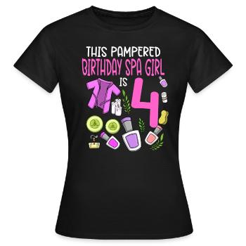 Spa-Geburtstag für Mädchen 4. Spa-Geburtstagsfeier - Frauen T-Shirt - Schwarz - Vorne - AI Model Female 172 dark (172cm)