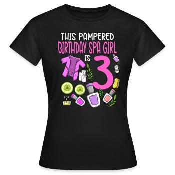 Spa Geburtstag für Mädchen 3. Spa Geburtstagsfeier - Frauen T-Shirt - Schwarz - Vorne - AI Model Female 172 dark (172cm)