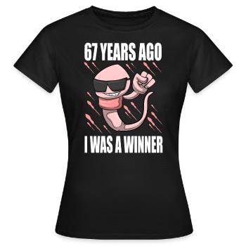 Mann Sperma Geburtstag 67 Jahre alt - Frauen T-Shirt - Schwarz - Vorne - AI Model Female 172 dark (172cm)