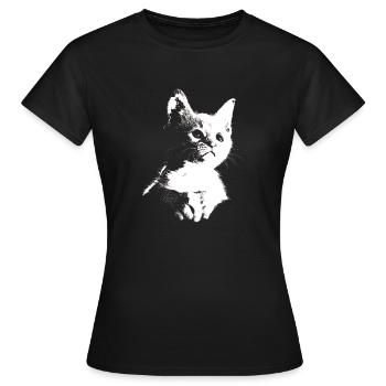 Chaton, chat, miaou, miaou, silhouette - T-shirt Femme - noir - Devant - AI Model Female 172 dark (172cm)