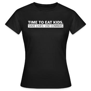 Kids Eating | Commas save lives, sarcasm - Women's T-Shirt - black - Front - AI Model Female 172 dark (172cm)