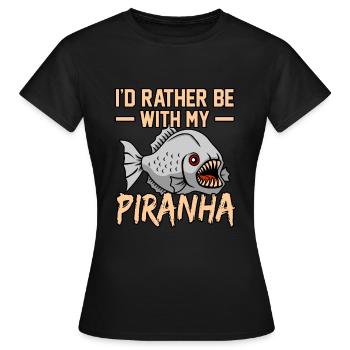 Piranha - Frauen T-Shirt - Schwarz - Vorne - AI Model Female 172 dark (172cm)
