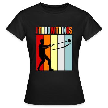 Je lance des choses marteau lancer - T-shirt Femme - noir - Devant - AI Model Female 172 dark (172cm)