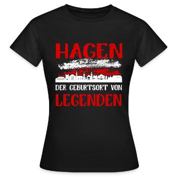 Hagen Der Geburtsort Von Legenden - Frauen T-Shirt - Schwarz - Vorne - AI Model Female 172 dark (172cm)