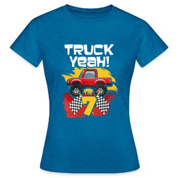 7. Geburtstag - Frauen T-Shirt - Antikblaues Saphir meliert - Vorne - AI Model Female 172 dark (172cm)