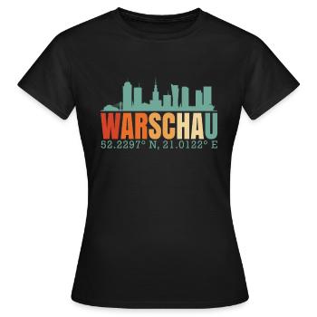 Warschau Polen Skyline - Frauen T-Shirt - Schwarz - Vorne - AI Model Female 172 dark (172cm)
