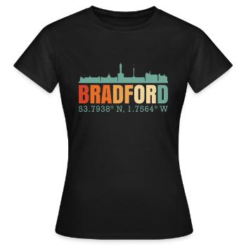 Bradford Angleterre Grande-Bretagne Skyline - T-shirt Femme - noir - Devant - AI Model Female 172 dark (172cm)