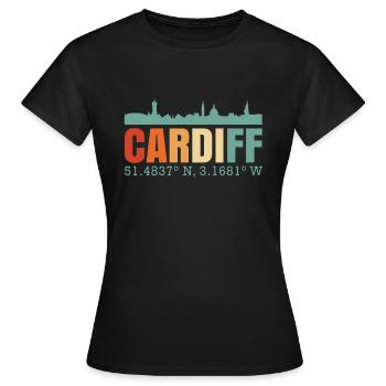 Cardiff Angleterre Grande-Bretagne Skyline - T-shirt Femme - noir - Devant - AI Model Female 172 dark (172cm)