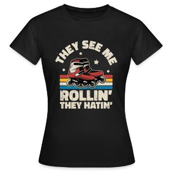 Inline Skating Inline Skating Gift - Women's T-Shirt - black - Front - AI Model Female 172 dark (172cm)